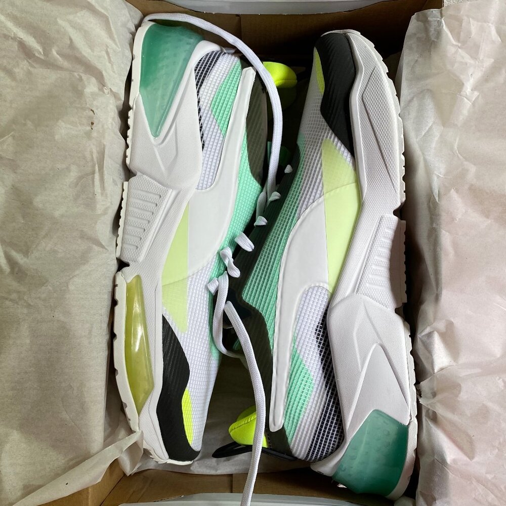 NIB PUMA LQD Cell Optic XI Men's Shoe in White/Green Glimmer Size 9